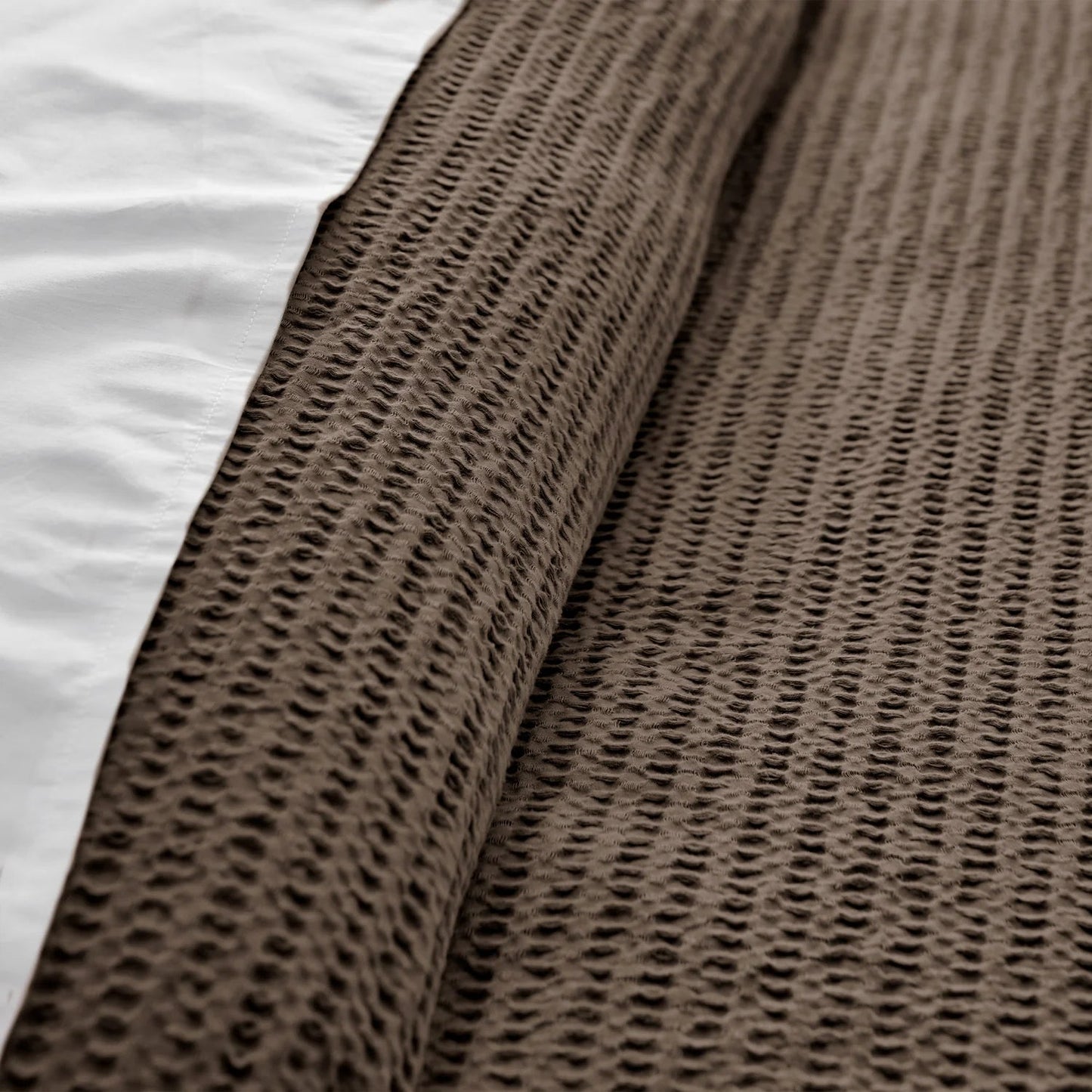 Cloud Waffle 100% Cotton Duvet Cover Set 3PC - Cocoa - Quahog Bay Bedding