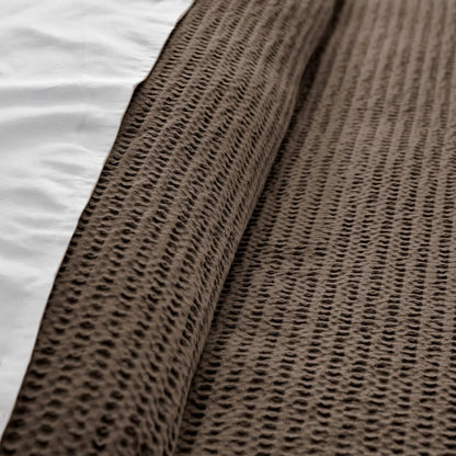 Cloud Waffle 100% Cotton Duvet Cover Set 3PC - Cocoa - Quahog Bay Bedding