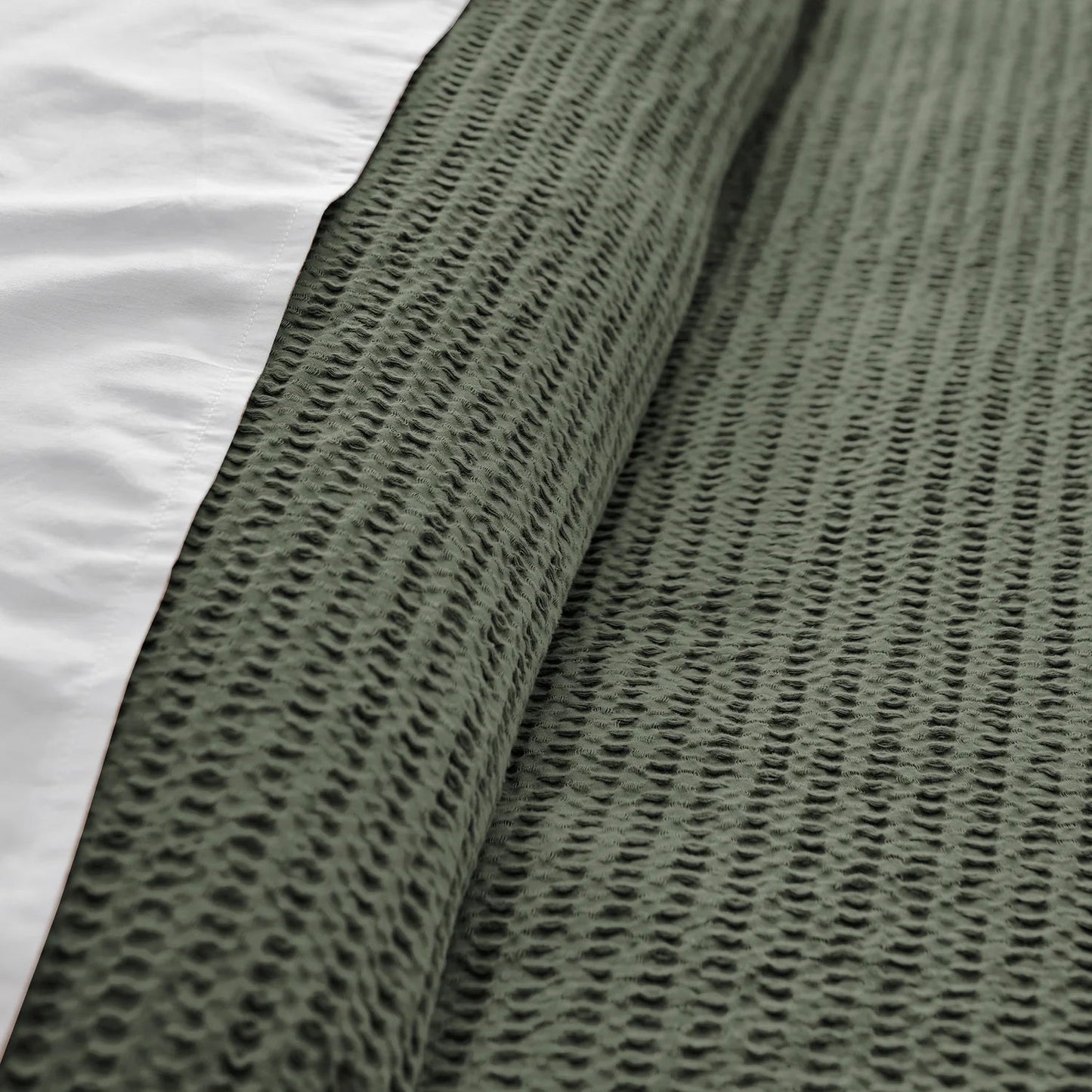 Cloud Waffle 100% Cotton Duvet Cover Set 3PC - Forest Green - Quahog Bay Bedding