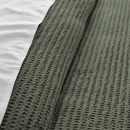 Cloud Waffle 100% Cotton Duvet Cover Set 3PC - Forest Green - Quahog Bay Bedding