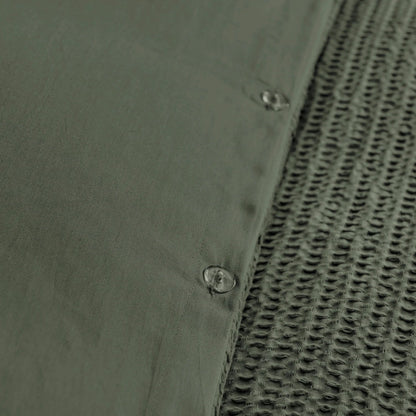 Cloud Waffle 100% Cotton Duvet Cover Set 3PC - Forest Green - Quahog Bay Bedding