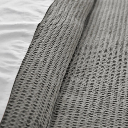 Cloud Waffle 100% Cotton Duvet Cover Set 3PC - Grey - Quahog Bay Bedding