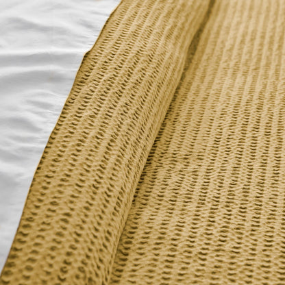 Cloud Waffle 100% Cotton Duvet Cover Set 3PC - Ochre - Quahog Bay Bedding