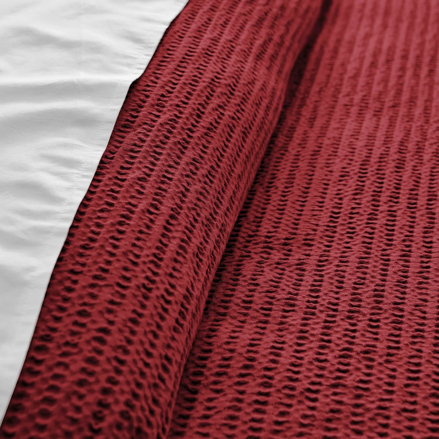 Cloud Waffle 100% Cotton Duvet Cover Set 3PC - Red - Quahog Bay Bedding