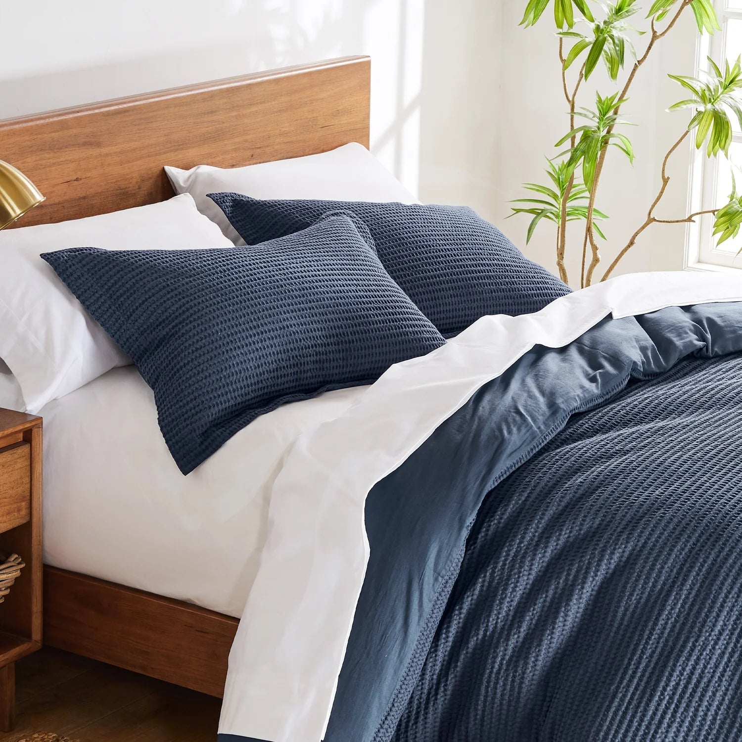 Cloud Waffle Comforter Set 3PC - Nautical Comforter Set - Navy - Quahog Bay Bedding