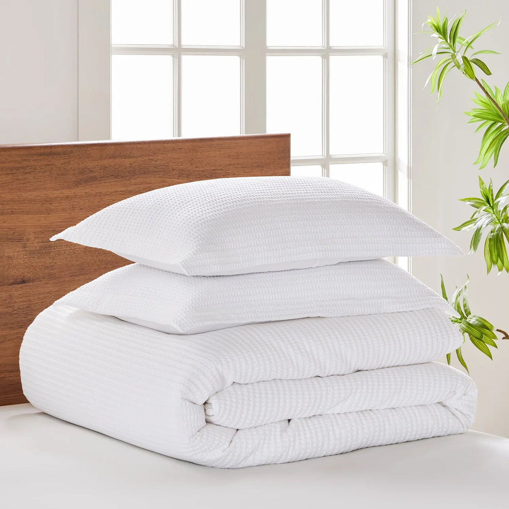 Cloud Waffle Comforter Set 3PC - White - Quahog Bay Bedding