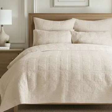 Cloud Waffle Reversible Cotton Quilt Set - Quahog Bay Bedding