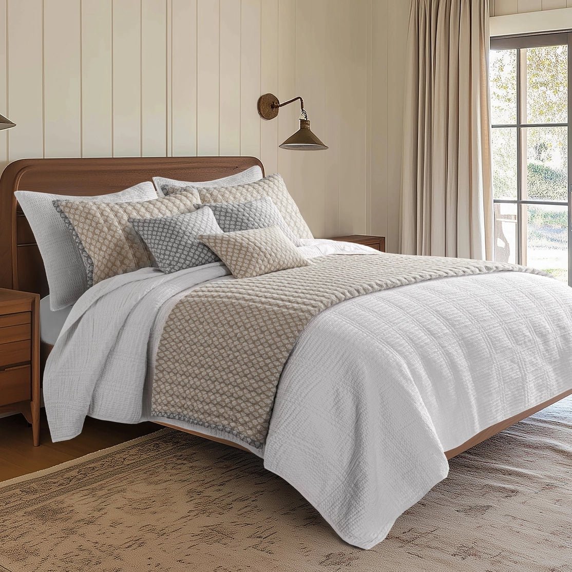 Cloud Waffle Reversible Cotton Quilt Set - Quahog Bay Bedding