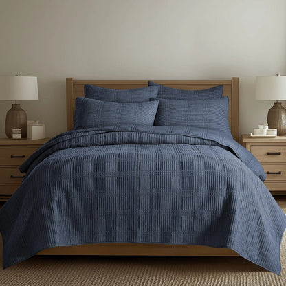 Cloud Waffle Reversible Cotton Quilt Set - Quahog Bay Bedding