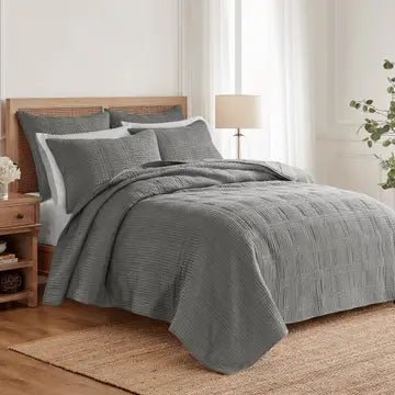 Cloud Waffle Reversible Cotton Quilt Set - Quahog Bay Bedding