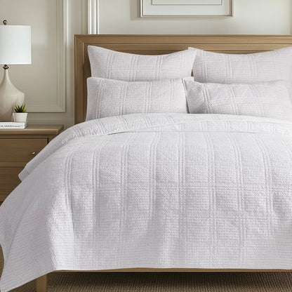 Cloud Waffle Reversible Cotton Quilt Set - Quahog Bay Bedding