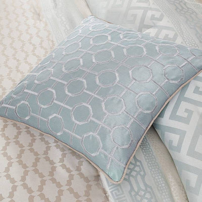 Bennett 7 Piece Jacquard Comforter Set – Aqua - Quahog Bay Bedding