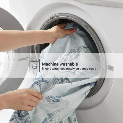 Coastal Blue Botanical Duvet Cover Set 100% Cotton Sateen Duvet Set - Quahog Bay Bedding