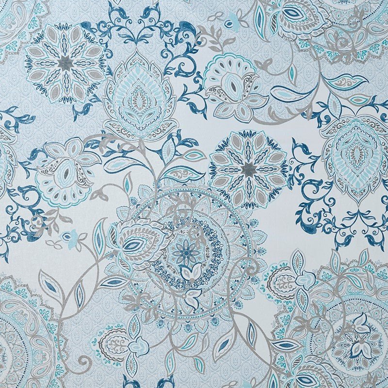 Coastal Blue Isla Printed Cotton Shower Curtain - Coastal Shower Curtains - Quahog Bay Bedding