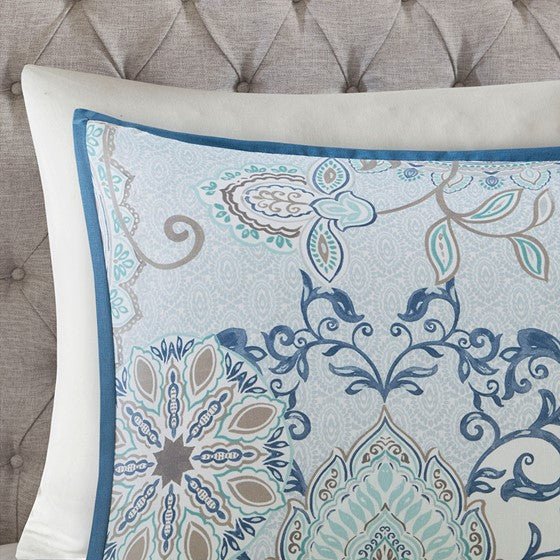 Madison Park Isla 3PC Cotton Blue Medallion Duvet Cover Set - Quahog Bay Bedding