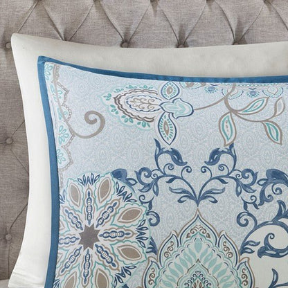 Madison Park Isla 3PC Cotton Blue Medallion Duvet Cover Set - Quahog Bay Bedding