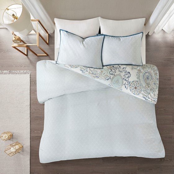 Madison Park Isla 3PC Cotton Blue Medallion Duvet Cover Set - Quahog Bay Bedding