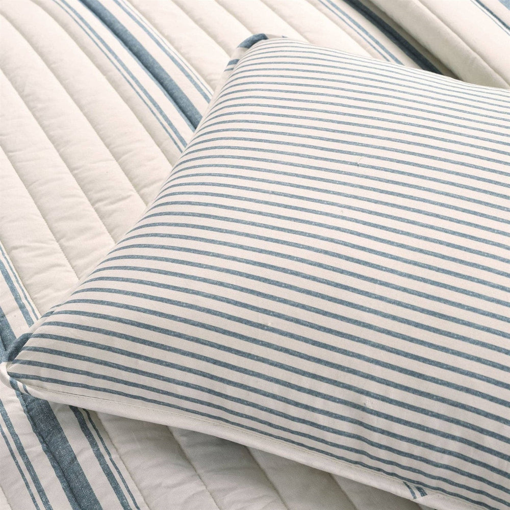 Coastal Blue Off - White Stripe 2 Piece Reversible Cotton Quilt Set - Twin/Twin XL - Quahog Bay Bedding