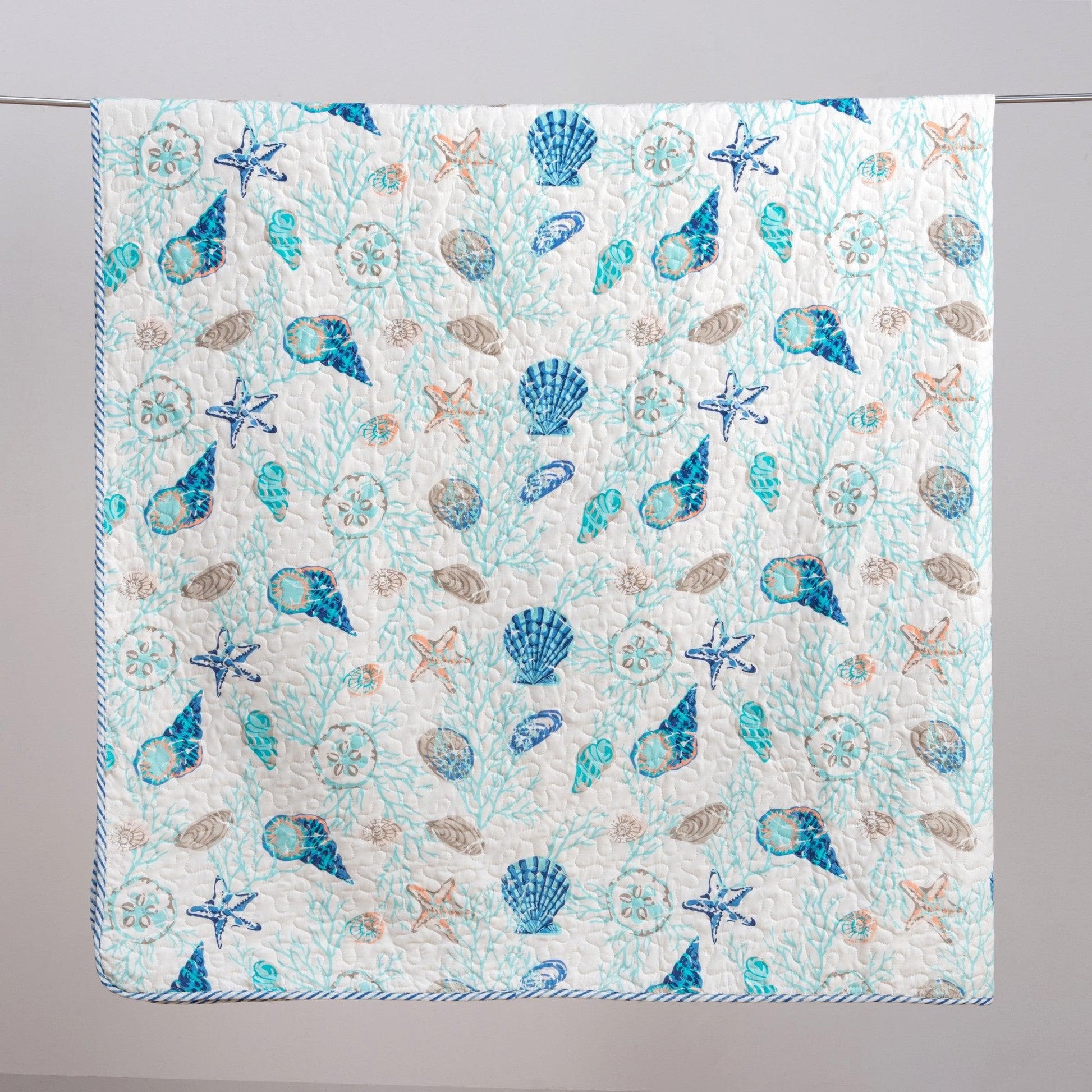 Coastal Blue Quilt Set Bali Collection 3PC - Lightweight Microfiber - Quahog Bay Bedding