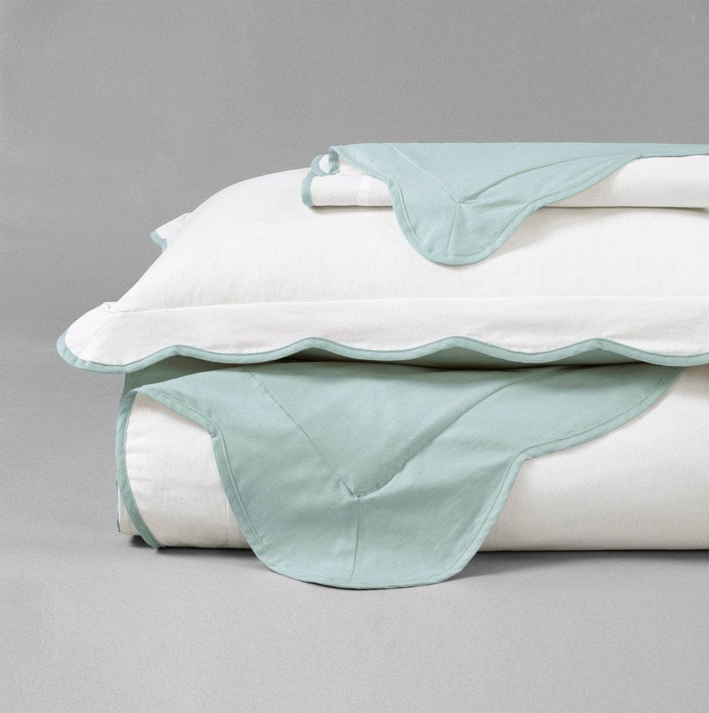 Coastal Chic Scalloped Edge 100% Cotton Reversible Duvet Cover Set - Quahog Bay Bedding