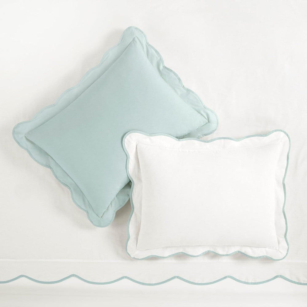 Coastal Chic Scalloped Edge 100% Cotton Reversible Duvet Cover Set - Quahog Bay Bedding