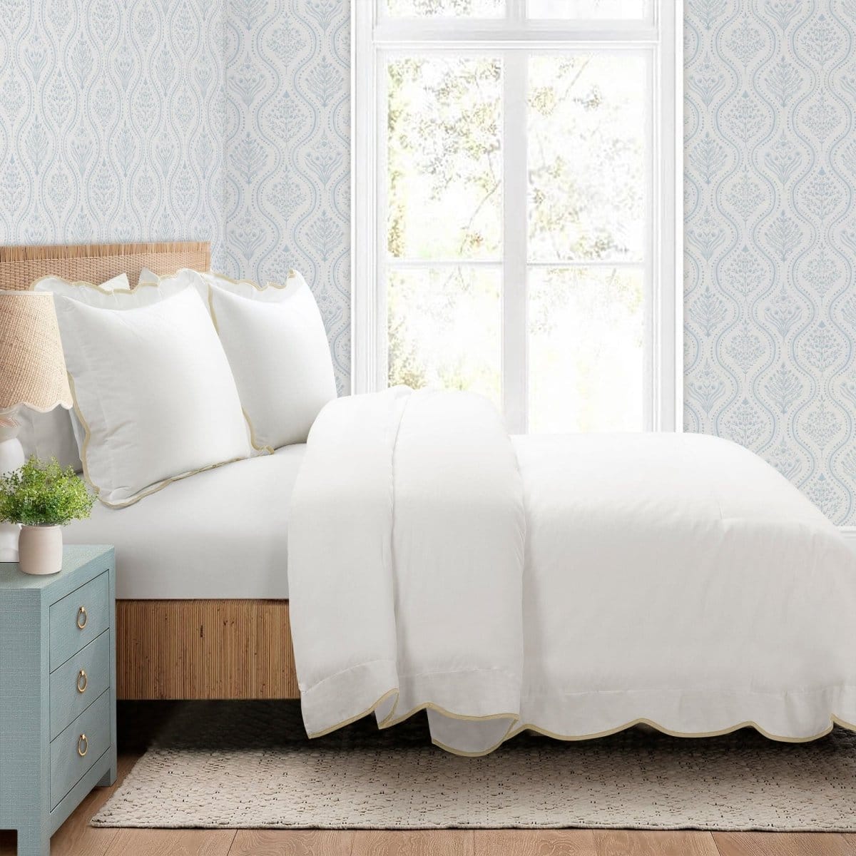 Coastal Chic Scalloped Edge 3 Piece Comforter Set - Quahog Bay Bedding