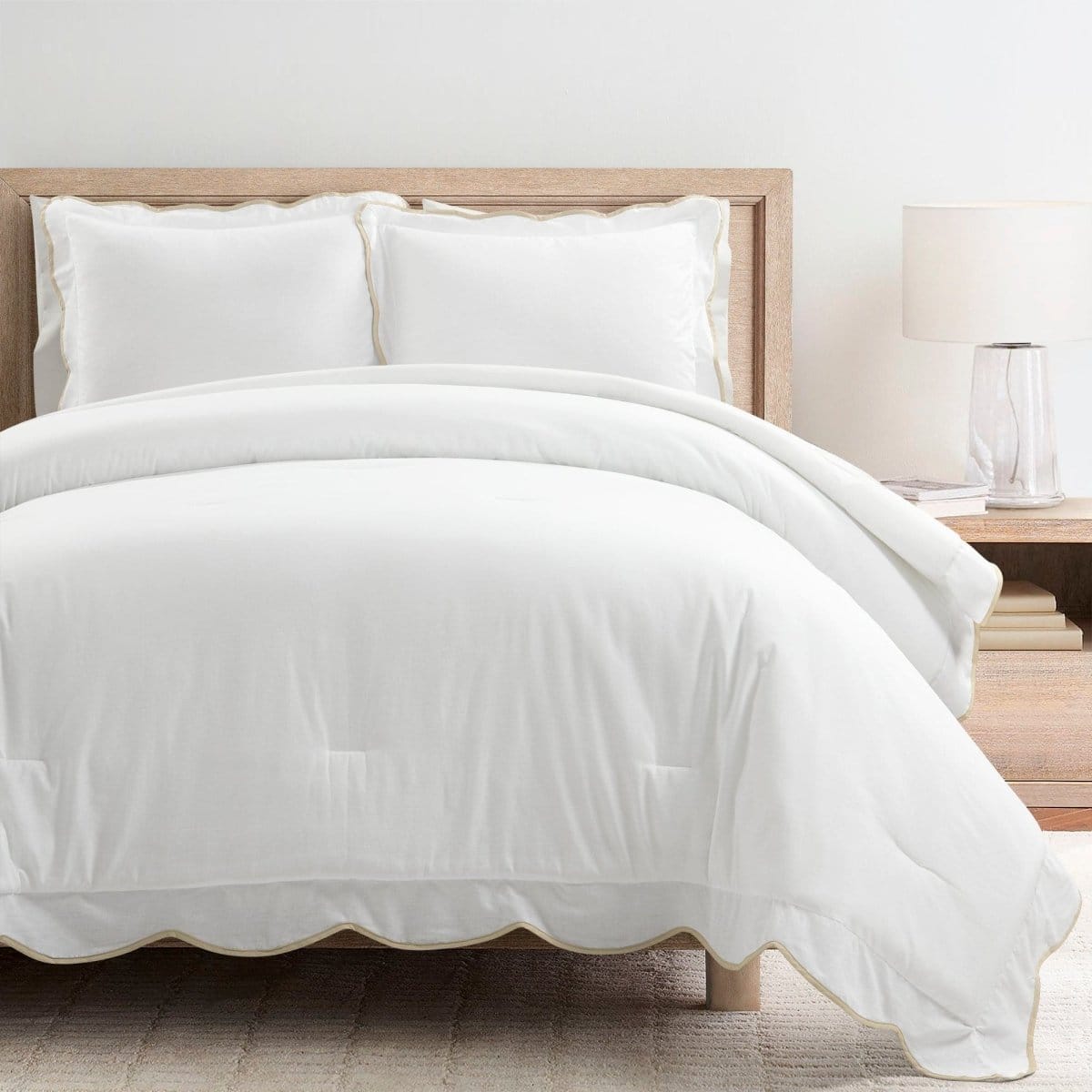 Coastal Chic Scalloped Edge 3 Piece Comforter Set - Quahog Bay Bedding