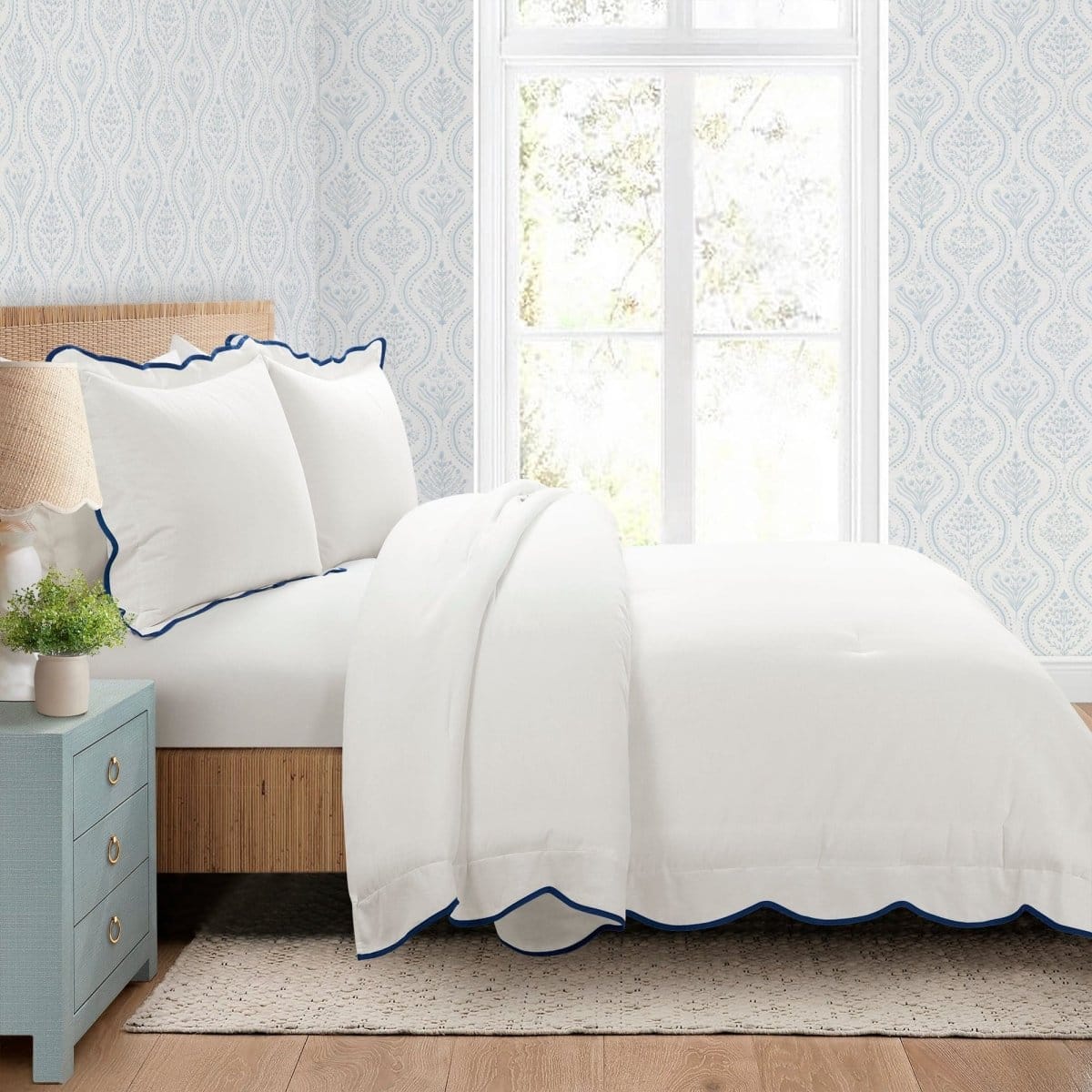 Coastal Chic Scalloped Edge 3 Piece Comforter Set - Quahog Bay Bedding