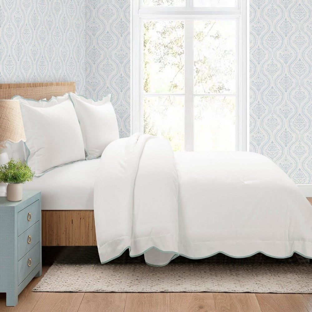 Coastal Chic Scalloped Edge 3 Piece Comforter Set - Quahog Bay Bedding