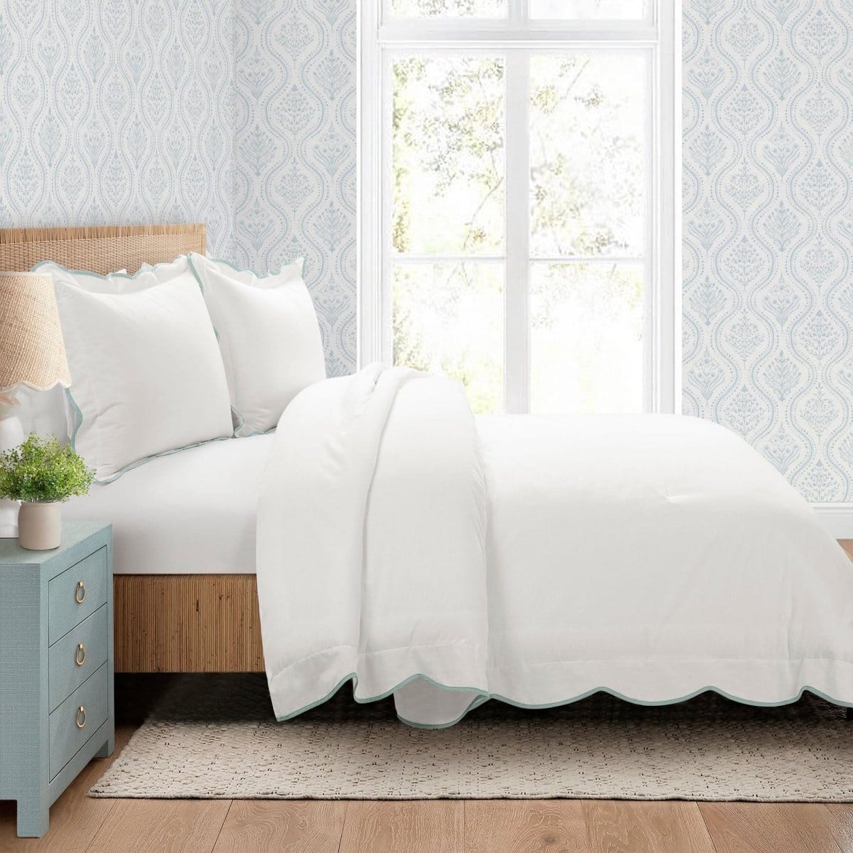 Coastal Chic Scalloped Edge 3 Piece Comforter Set - Quahog Bay Bedding