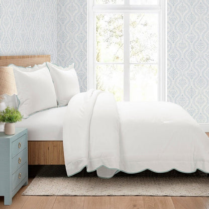 Coastal Chic Scalloped Edge 3 Piece Comforter Set - Quahog Bay Bedding