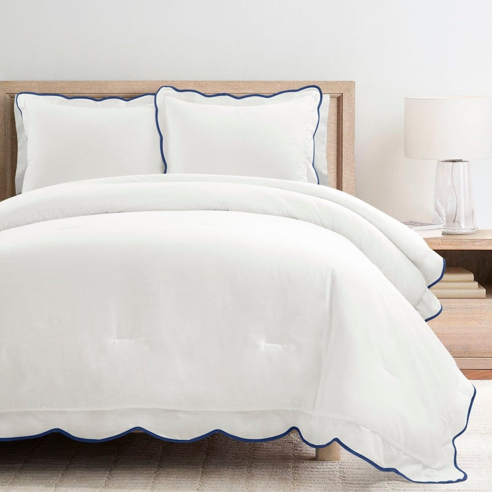 Coastal Chic Scalloped Edge 3 Piece Comforter Set - Quahog Bay Bedding