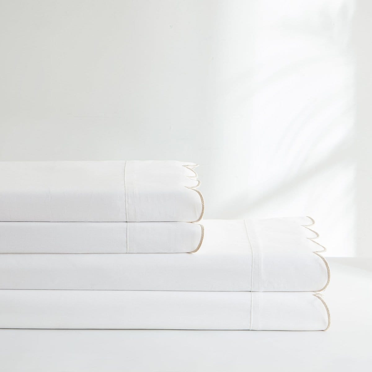 Coastal Chic Scalloped Edge Cotton Sheet Set - Quahog Bay Bedding