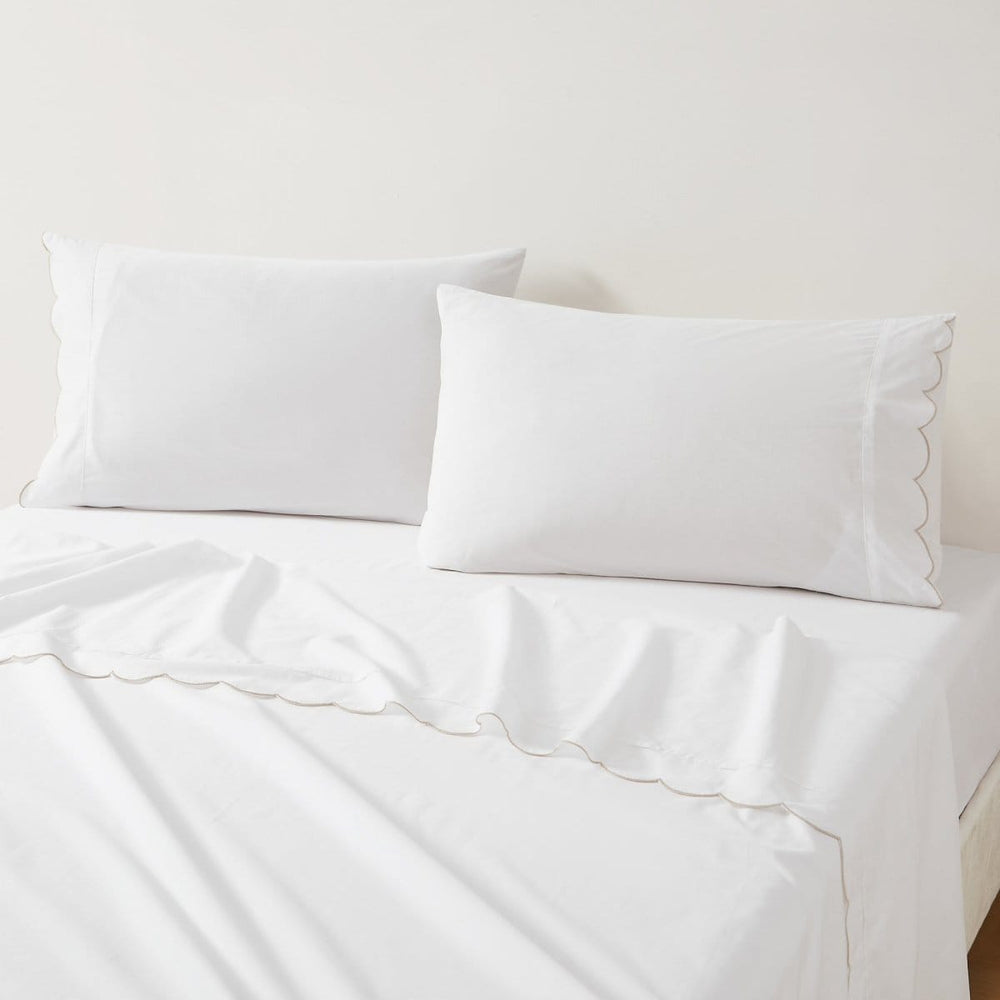 Coastal Chic Scalloped Edge Cotton Sheet Set - Quahog Bay Bedding