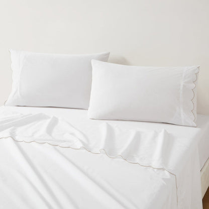 Coastal Chic Scalloped Edge Cotton Sheet Set - Quahog Bay Bedding