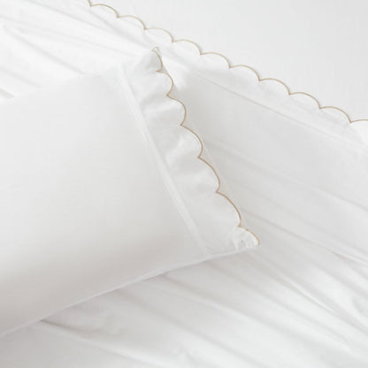 Coastal Chic Scalloped Edge Cotton Sheet Set - Quahog Bay Bedding