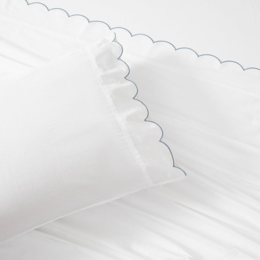 Coastal Chic Scalloped Edge Cotton Sheet Set - Quahog Bay Bedding
