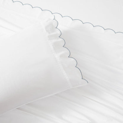 Coastal Chic Scalloped Edge Cotton Sheet Set - Quahog Bay Bedding