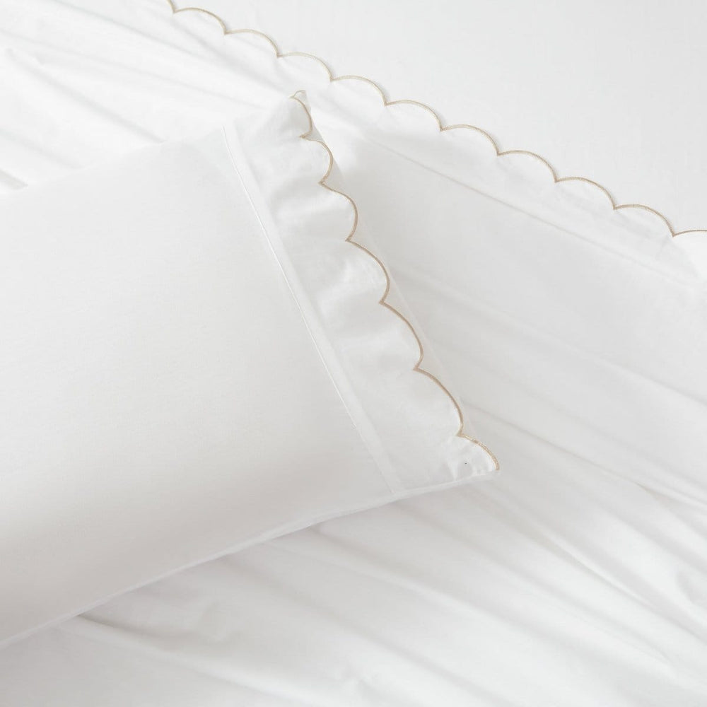 Coastal Chic Scalloped Edge Cotton Sheet Set - Quahog Bay Bedding