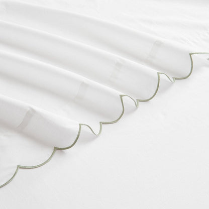 Coastal Chic Scalloped Edge Cotton Sheet Set - Quahog Bay Bedding