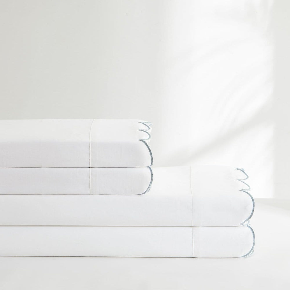 Coastal Chic Scalloped Edge Cotton Sheet Set - Quahog Bay Bedding