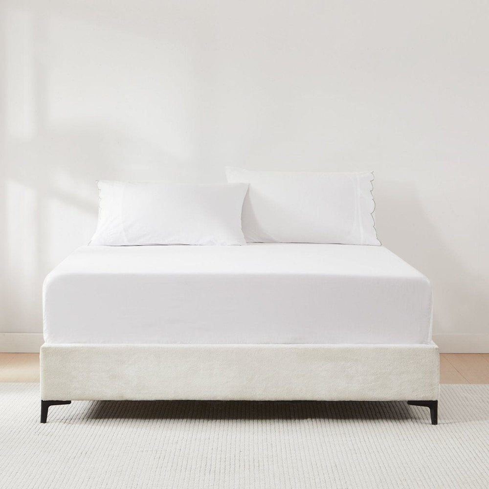 Coastal Chic Scalloped Edge Cotton Sheet Set - Quahog Bay Bedding
