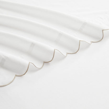 Coastal Chic Scalloped Edge Cotton Sheet Set - Quahog Bay Bedding