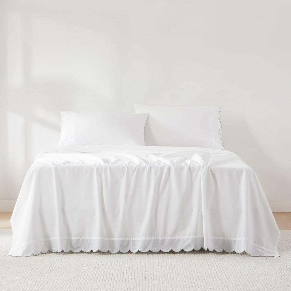 Coastal Chic Scalloped Edge Cotton Sheet Set - Quahog Bay Bedding