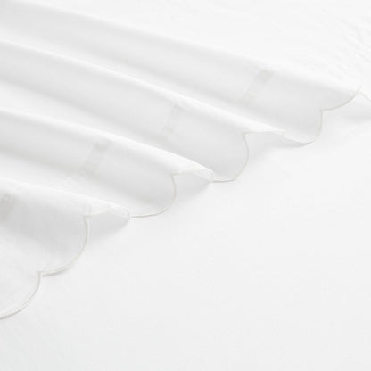 Coastal Chic Scalloped Edge Cotton Sheet Set - Quahog Bay Bedding