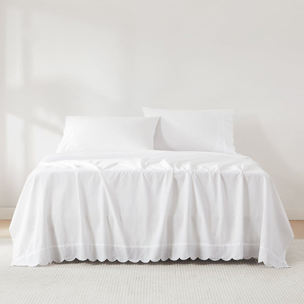 Coastal Chic Scalloped Edge Cotton Sheet Set - Quahog Bay Bedding