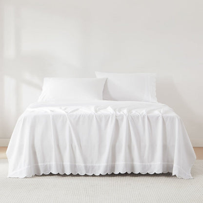 Coastal Chic Scalloped Edge Cotton Sheet Set - Quahog Bay Bedding