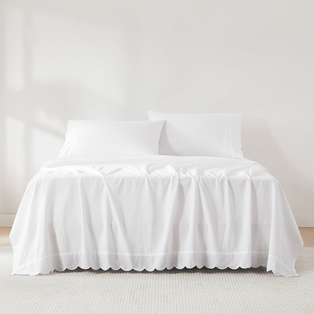 Coastal Chic Scalloped Edge Cotton Sheet Set - Quahog Bay Bedding