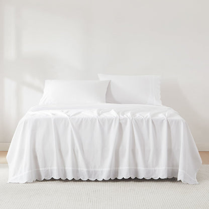 Coastal Chic Scalloped Edge Cotton Sheet Set - Quahog Bay Bedding