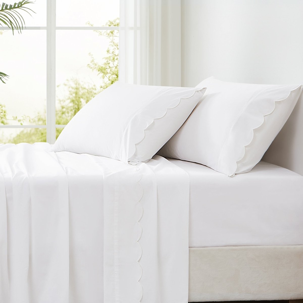 Coastal Chic Scalloped Edge Cotton Sheet Set - Quahog Bay Bedding